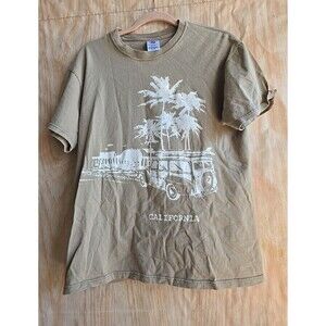VINTAGE JERZEES California Shirt Adult Men's MEDIUM BROWN GRAPHIC PRINT